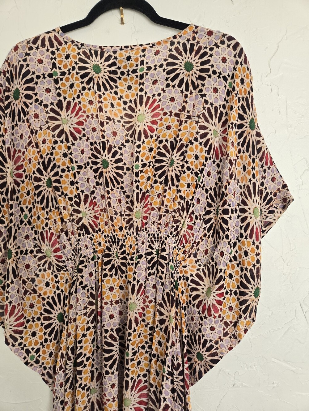 Rujuta Sheth Boho Colorful Daisy Maroon Green Yellow Flowy Kaftan Dress, OS - Picture 7 of 12